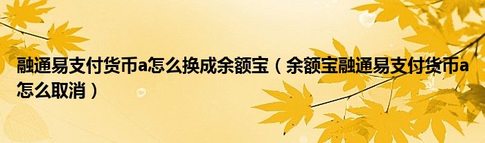 融通货币(融通货币ETF)